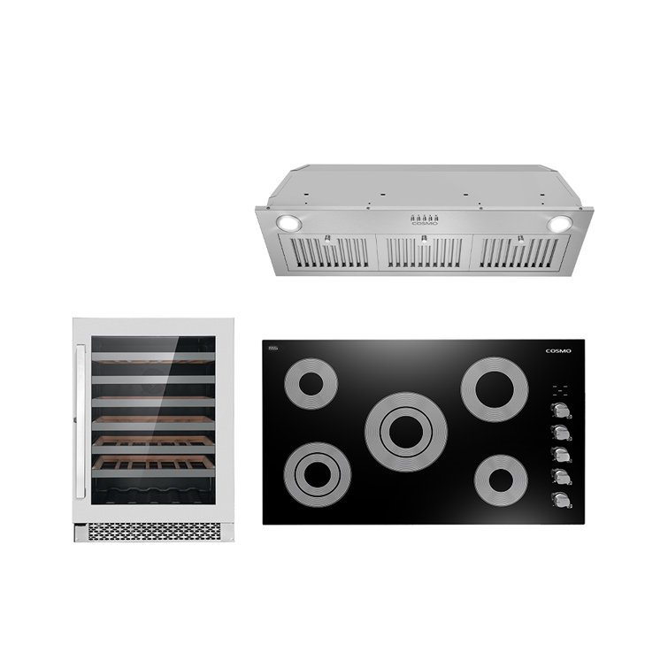 Cosmo 3 Piece Kitchen Appliance Package with 36'' Electric Cooktop